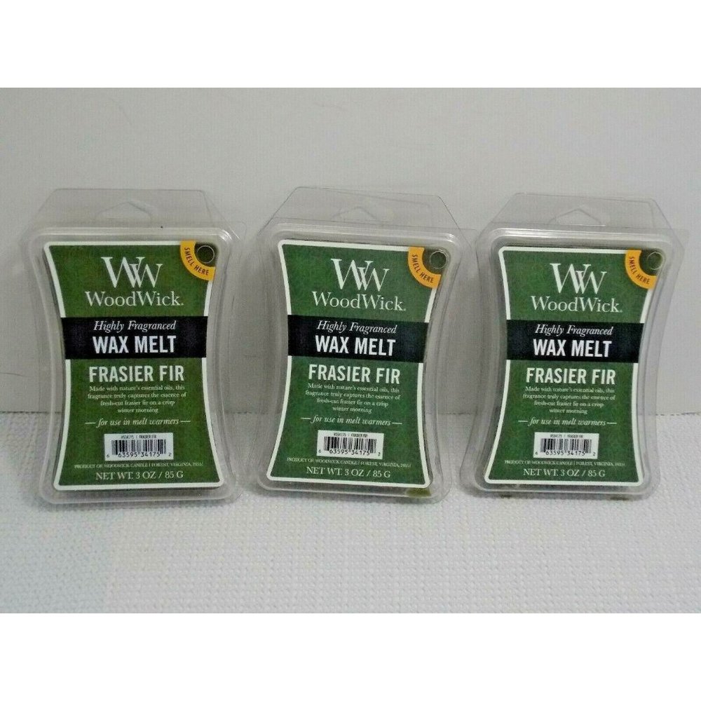 WOODWICK Frasier Fir 3oz WAX MELTS LOT OF 3 NEW